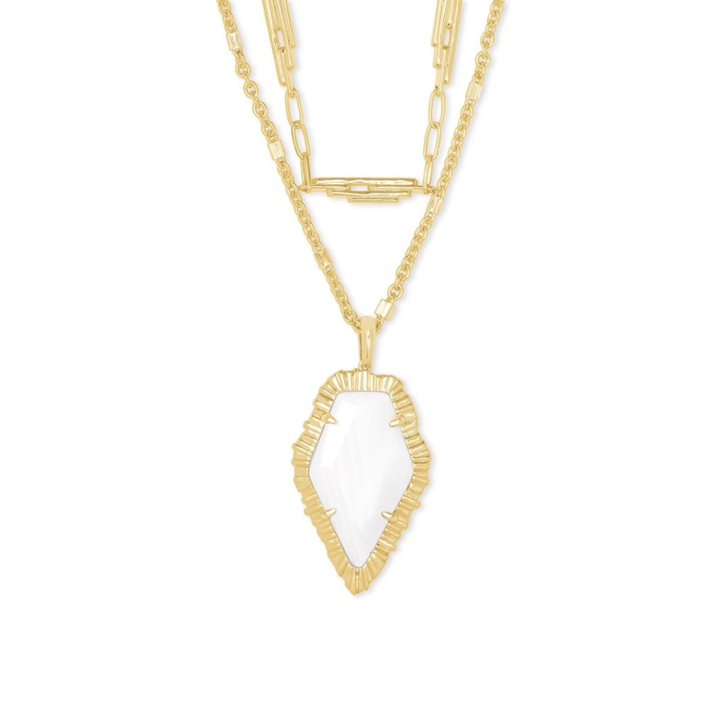 Kendra Scott Tessa Gold Multi Strand Necklace in White Mussel